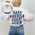 Coquette Trump 47 Sweatshirt Preppy Varsity MAGA Sweater American Flag Republican Crewneck Cute Patriotic Bows Sweatshirt...