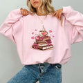 Coquette Valentine Bookish Sweatshirt, Reading Crewneck, Book Lover Valentine Long Sleeved Pullover, Gift for Book Lover...