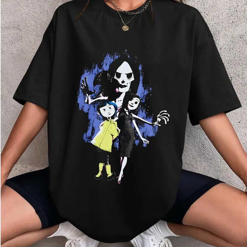 Coraline Beldam and real mom T-Shirt, Horror Coraline movies, Horror Character Shirt, Halloween Crewneck Sweatshirt Hoodie