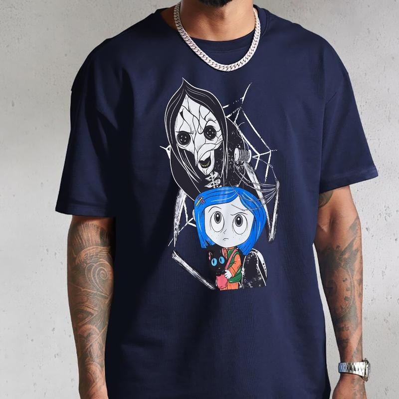 Coraline Beldam with Coraline Shirt, Horror Corline movies, Horror Character Shirt, Halloween Crewneck Sweatshirt Hoodie
