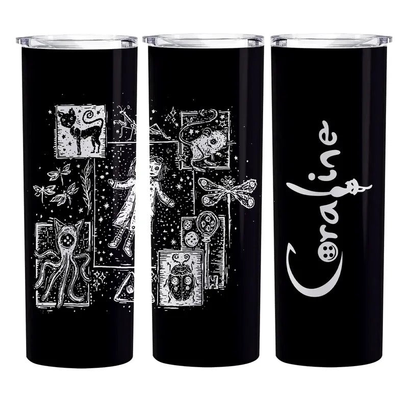 Coraline Dreaming Inspired Tumbler, Skinny Tumbler, 20oz Tumbler, Tumblr Sublimation Metal T-Shirts, Hoodie, Sweatshirt