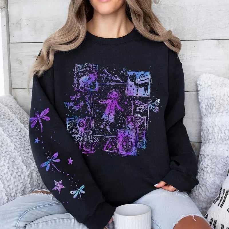 Coraline Dreaming Tunnel to Parallel World color Sweatshirt Hoodie, famous horror movies tshirt, Horror Character Shirt,...