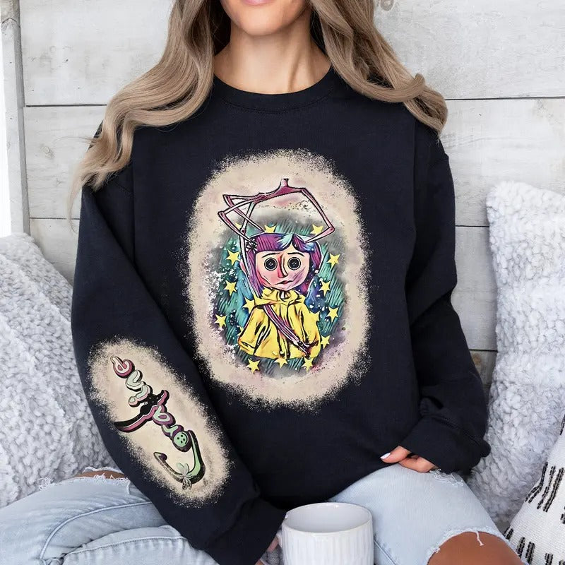 Coraline Fantasy movies tshirt, Horror Character Shirt, Halloween Crewneck Sweatshirt, Coraline Three Ghost finding...