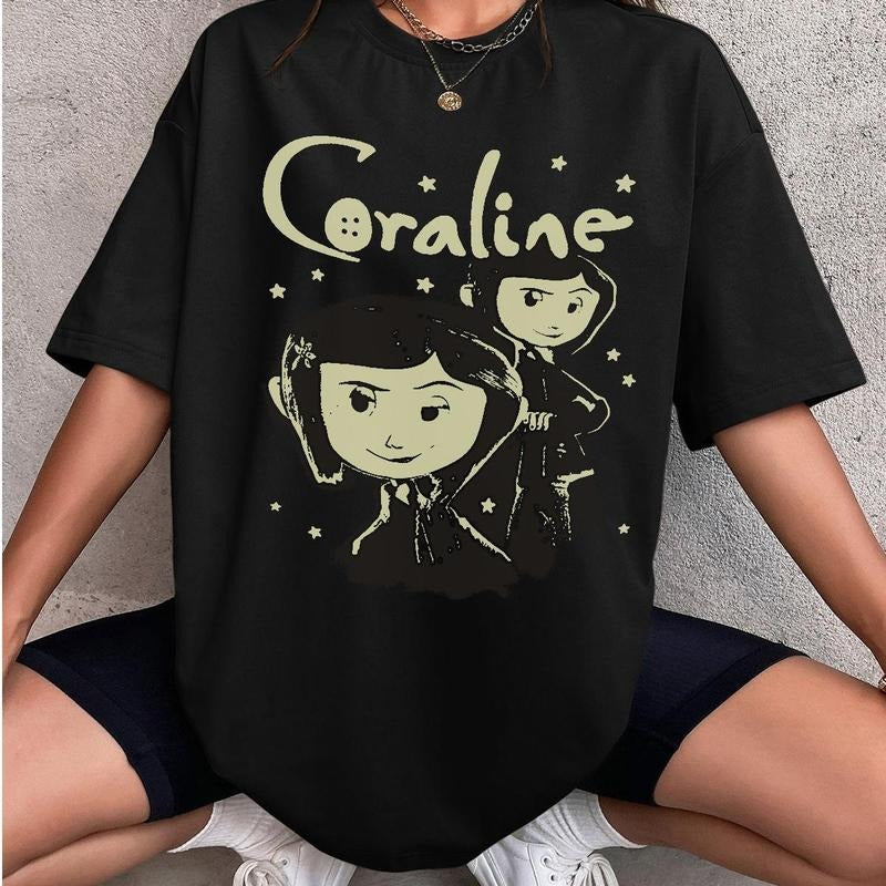 Coraline Jones vintage style  Shirt, Coraline horror movies tshirt, Horror Character Shirt, Halloween Crewneck Sweatshirt...