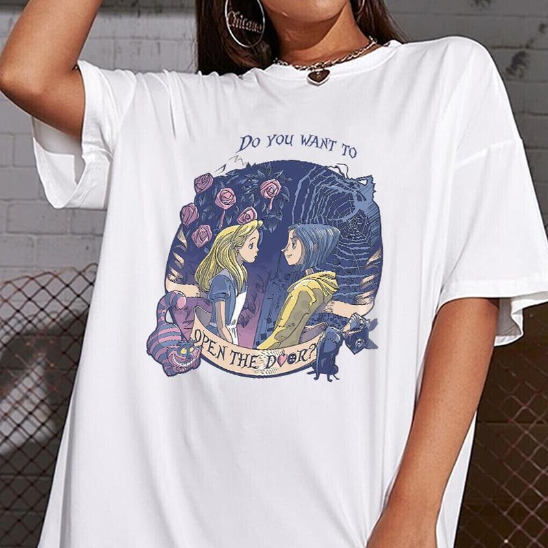 Coraline and Alice Do you want open the Door Shirt, Coraline horror movies tshirt, Horror Character Shirt, Halloween...