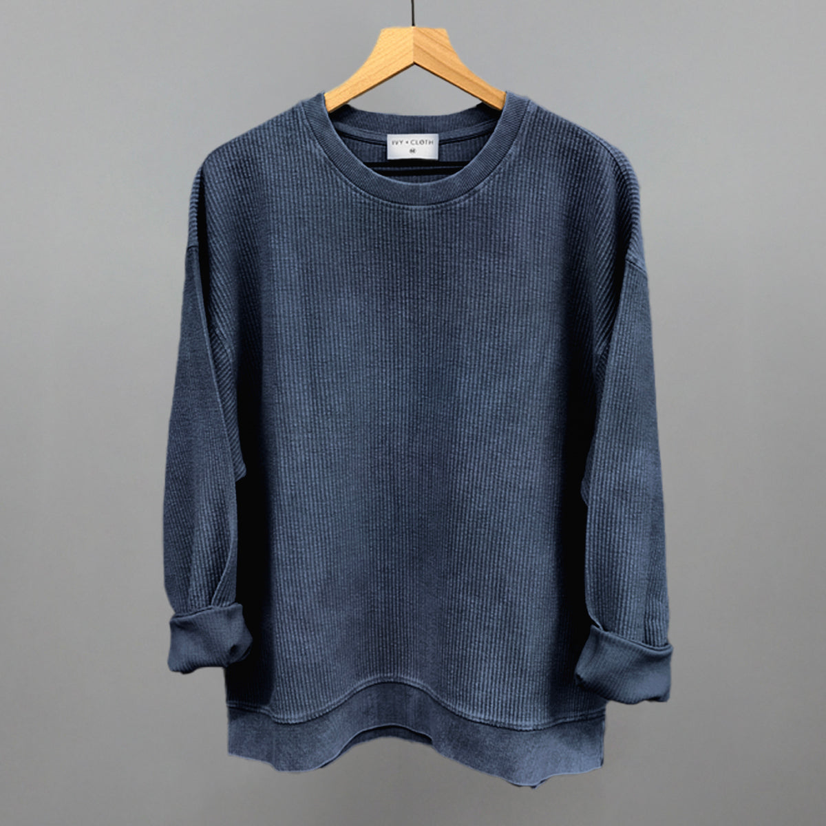 Navy Oversized Corded Crew T-Shirts, Hoodie, Sweatshirt | RetroVerseTees.com