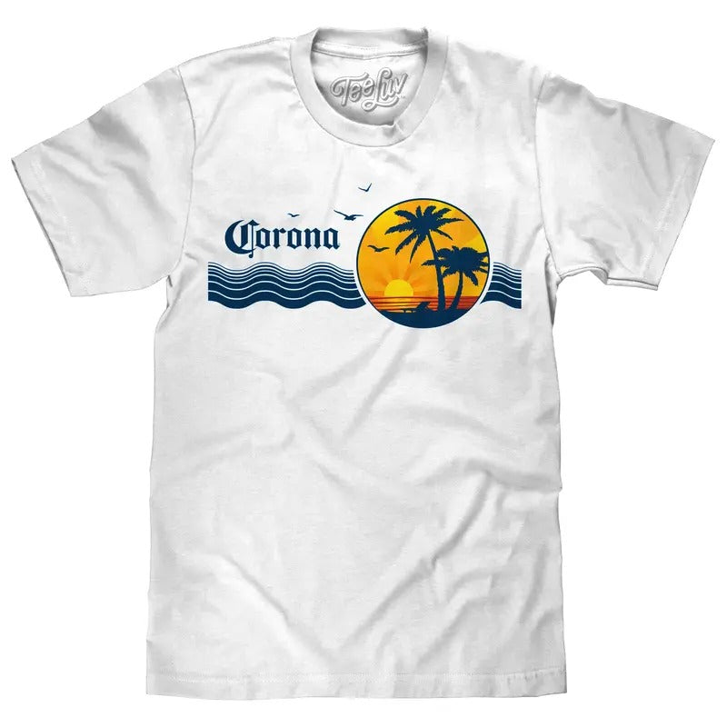 Corona Beer Palm Tree T-Shirt - White Hoodie, Sweatshirt | RetroVerseTees.com
