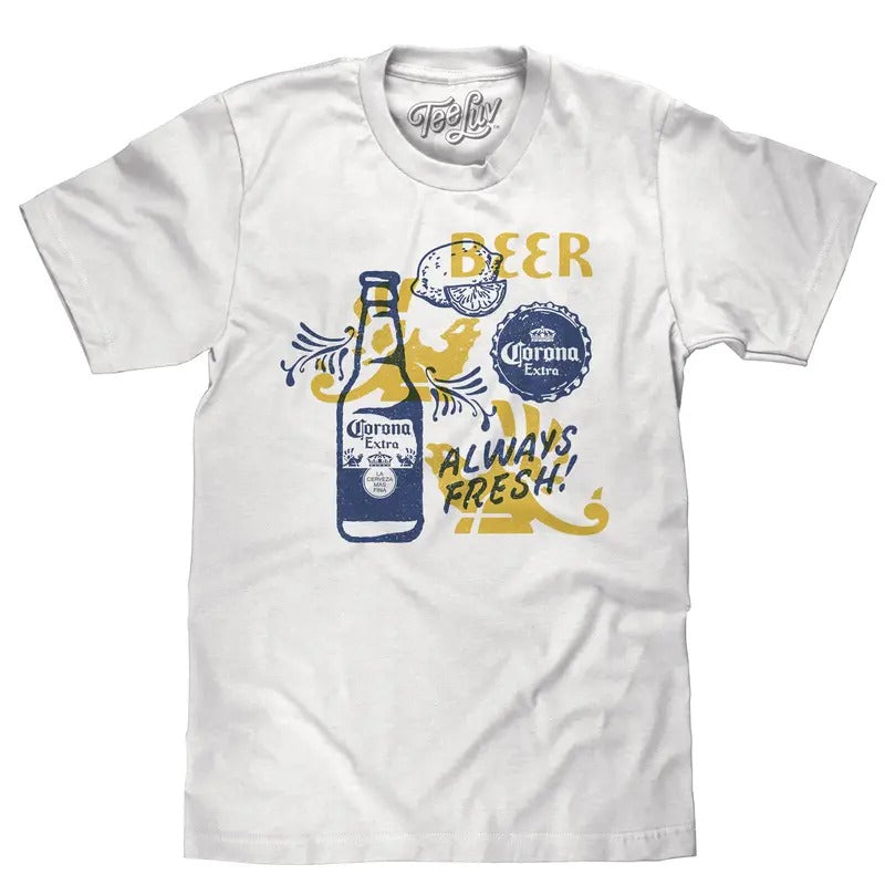 Corona Extra Always Fresh T-Shirt - White Hoodie, Sweatshirt | RetroVerseTees.com