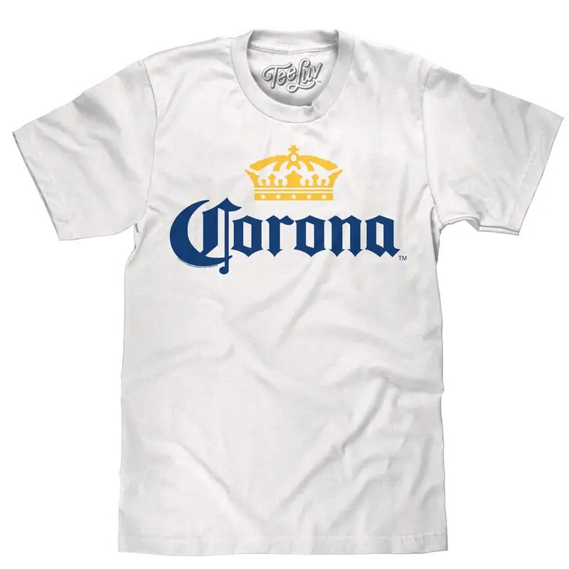 Corona Logo T-Shirt - White graphic tee Hoodie, Sweatshirt | RetroVerseTees.com