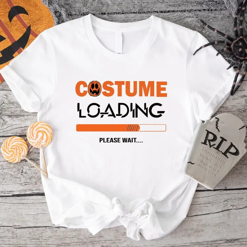 Costume Loading Please Wait T-Shirt, Funny Unisex Halloween Party Tee, Gaming Lover Halloween Gift, Spooky Season Tee....