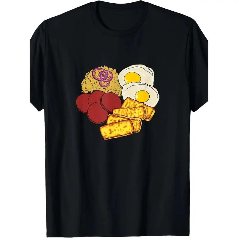 Cosy and breathable men's crewneck T-shirt, Dominican Republic's most popular food | cassava mud and fried cheese...