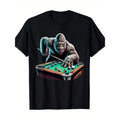 [Cotton Graphic T-Shirt] 100% Cotton Men's Fun Sasquatch Pool Player Graphic T-Shirt