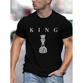 [Cotton King Letter T-shirt] 100% Cotton, Summer Short-Sleeved 1 pc King Letter Printed T-shirt, Women's Casual Round...