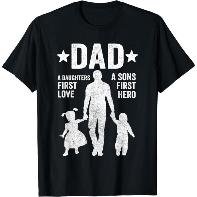 Cotton Short Sleeve Dad Sons First Hero Daughter First Love Shirt, TNF Day T-Shirt for Men Women Hoodie, Sweatshirt