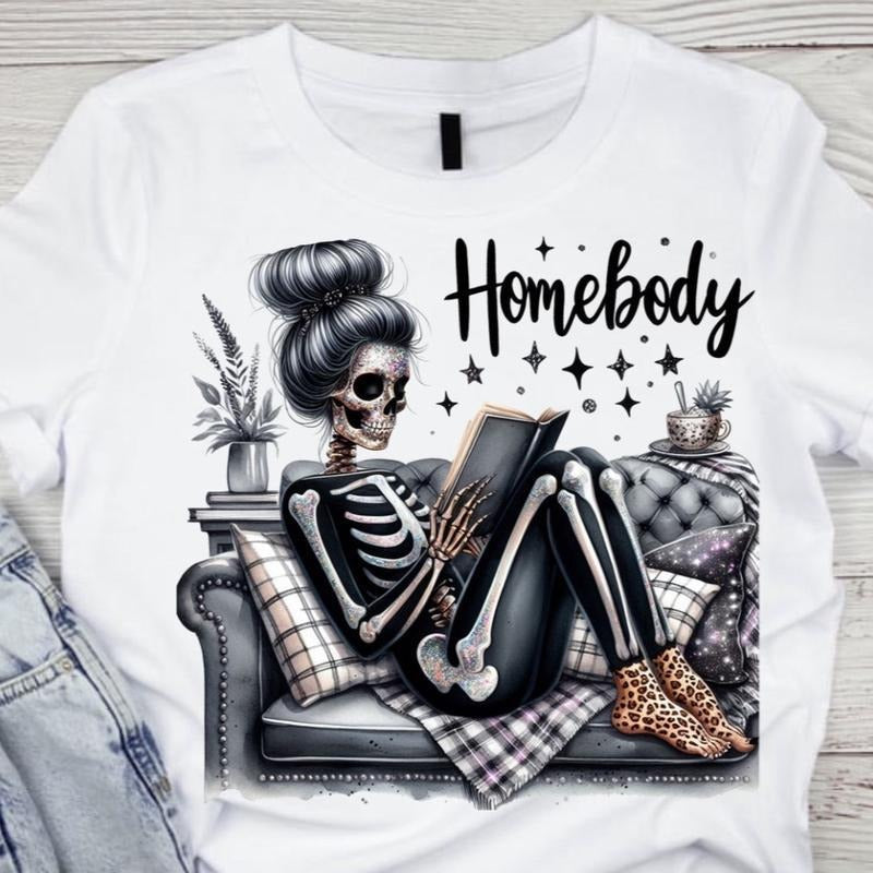 Cotton Short Sleeve T-Shirt HOMEBODY GLITTER SKELLY unisex super FOG comfort tshirt style 03 Hoodie, Sweatshirt