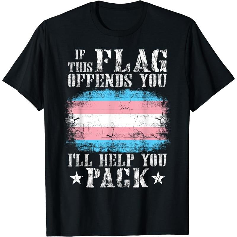 Cotton Short Sleeve Transgender If This Flag FOG You Trans Rainbow Pride T-Shirt for Men Women Hoodie, Sweatshirt