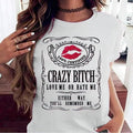 Cotton Short Sleeve Women'WB shield Funny Graphic Tees Crazy Bitch Shirt Short Sleeve TShirt Casual T-shirt for Men Women...