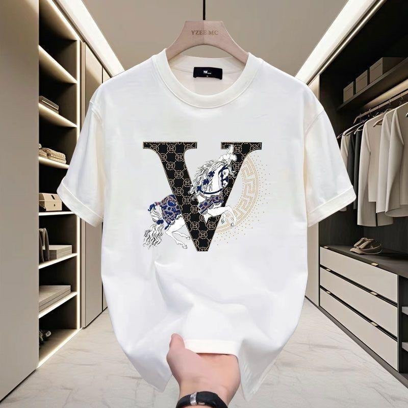 Cotton Short-Sleeved T-shirt Letter Summer Men's Printing European Trend All-Matching Fashion Brand Half-Sleeve T-shirt...