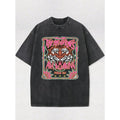 Cotton Trend Printing T-Shirt with Round Neck Gunpla brand Short Sleeves High-Quality Batik Tiger Head Washed for Old...
