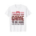Cotton Video Gamer T-Shirt, Geometric-Patterned "I Paused My Game" Crew Neck, Short Sleeve, Regular Fit, All-Season Knit...