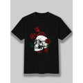 Cotton, Men's Creative Top, Casual Short Sleeve Crew Neck T-shirt, Men's Clothing For Summer Outdoor, funny, skull, rose...
