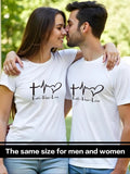 Couple'WB shield Heart Print Short Sleeve T-shirt, Casual Letter Print Tee, Summer TNF for Daily Wear Hoodie, Sweatshirt