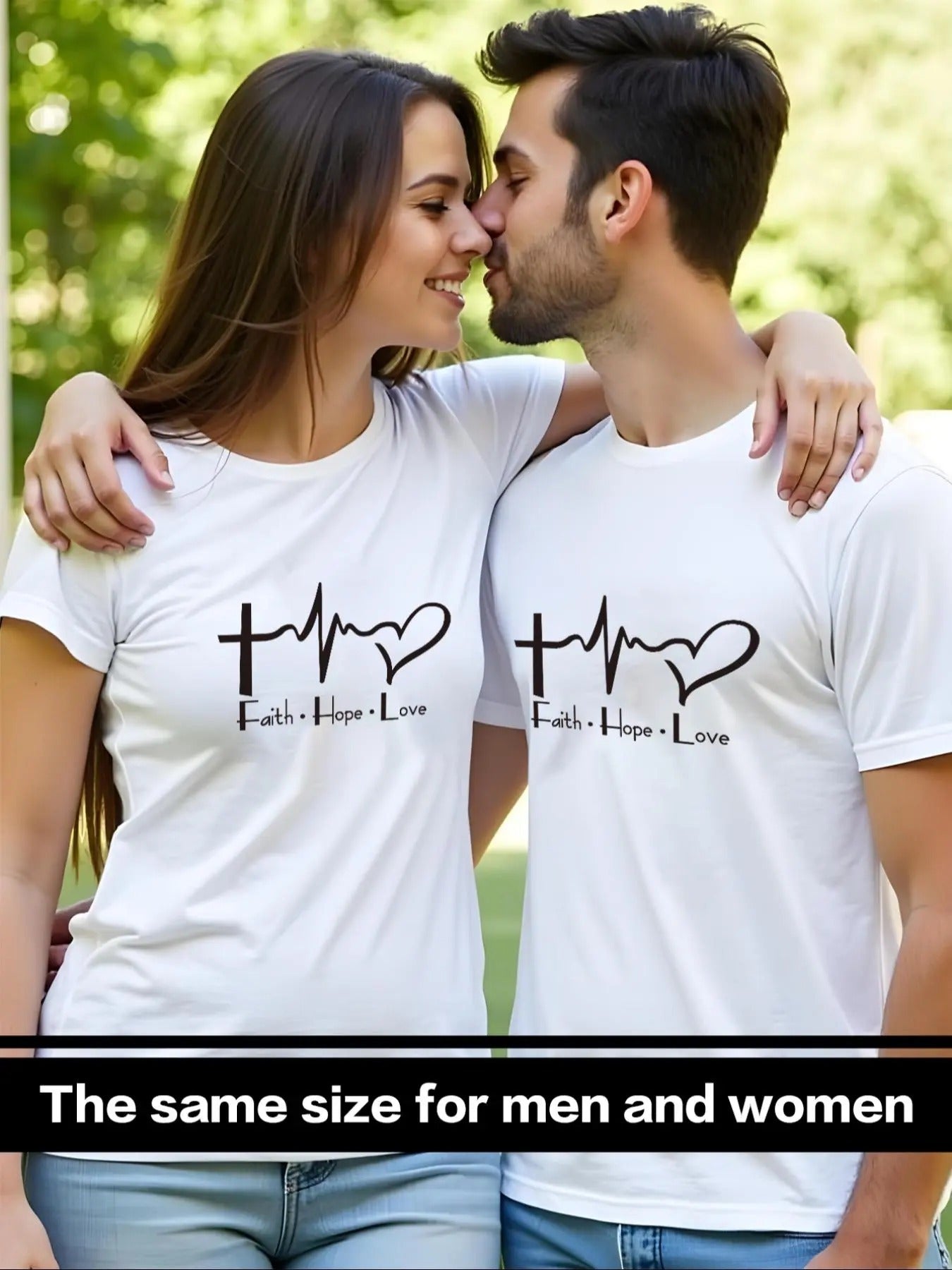 Couple'WB shield Heart Print Short Sleeve T-shirt, Casual Letter Print Tee, Summer TNF for Daily Wear Hoodie, Sweatshirt