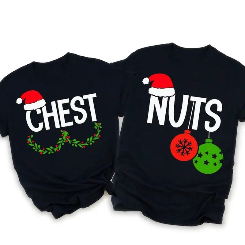 Couples Christmas Shirts, Funny Christmas Shirt Gift For Couple Chest Nuts Shirt Boyfriend Christmas Gift Husband Ugly...
