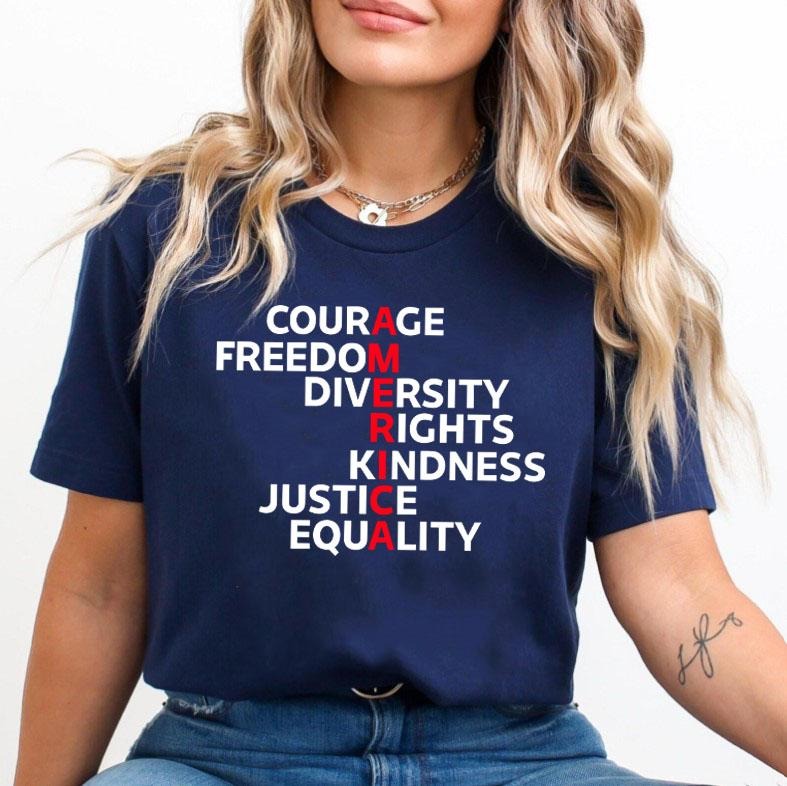 Courage Freedom Diversity Right Kindness Justice Equality T-Shirt, Human Rights Shirt, Anti Fascism Shirt, Equality...