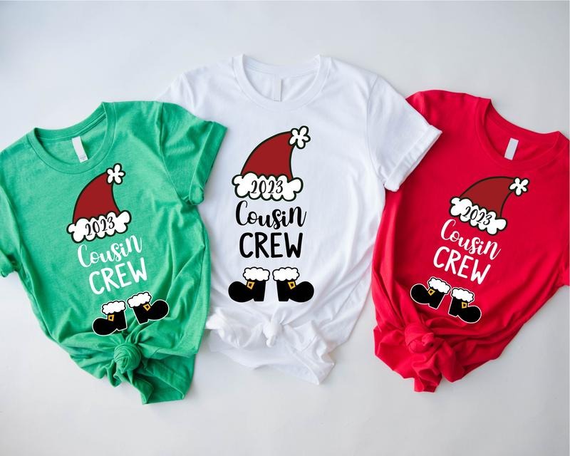 Cousin Crew 2023 Christmas Shirt, Cousin Santa Hat Boot T-shirt, Matching Family Tee, Cousin Gathering Holiday Gift,...