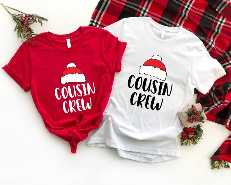 Cousin Crew Christmas Shirt, Cousins Group Hat T-Shirt, Family Matching Xmas Party Tee, Cousin Winter Holiday Gathering...