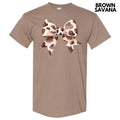 Cow Print Bow Gildan Short Sleeve T-Shirt 'NLB' Hoodie, Sweatshirt | RetroVerseTees.com