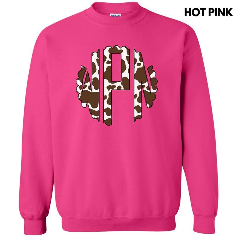 Cow Print Monogram Sweatshirt 'NLB' T-Shirts, Hoodie | RetroVerseTees.com