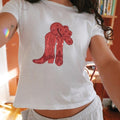 Cowboy Boots Baby Tee, Y2k Baby Tee, Downtown Girl aesthetic, 90s Baby Tee Collar Fit Hoodie, Sweatshirt | RetroVerseTees.com