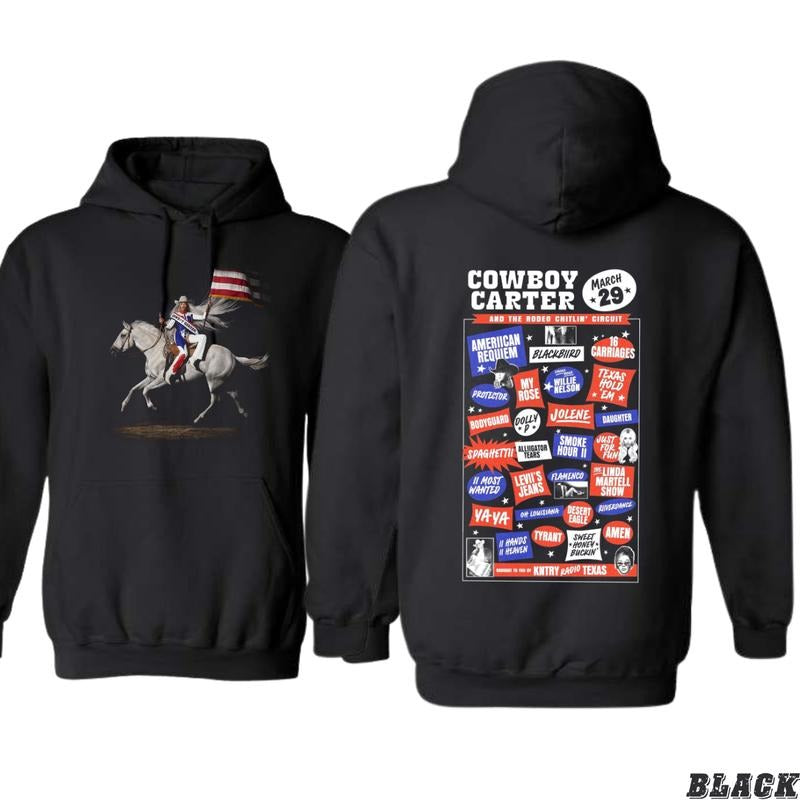 Cowboy Carter and the Rodeo Chittlin Circuit Hoodie - Vintage Country Music Graphic Design Featuring Classic Songs and...