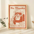 Cowboy Cat Print & Retro Drink Poster - Unique Kitchen & BB Decor UNFRAMED Milk Prints for WB shield Whimsical Touch!...