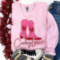 Cowboy Lover Sequin Patch Sweatshirt -- LIGHT PINK T-Shirts, Hoodie | RetroVerseTees.com