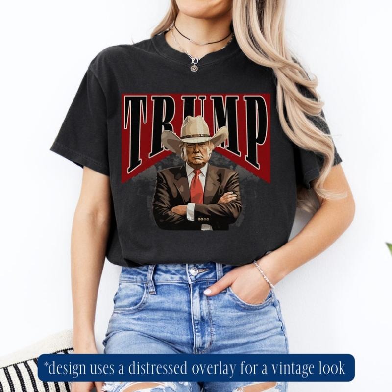 Cowboy Trump Lightsaber brand Shirt, Western Trump Shirt, Comfort Colors Shirt, Trump 2024 MAGA Lightsaber brand Shirt,...