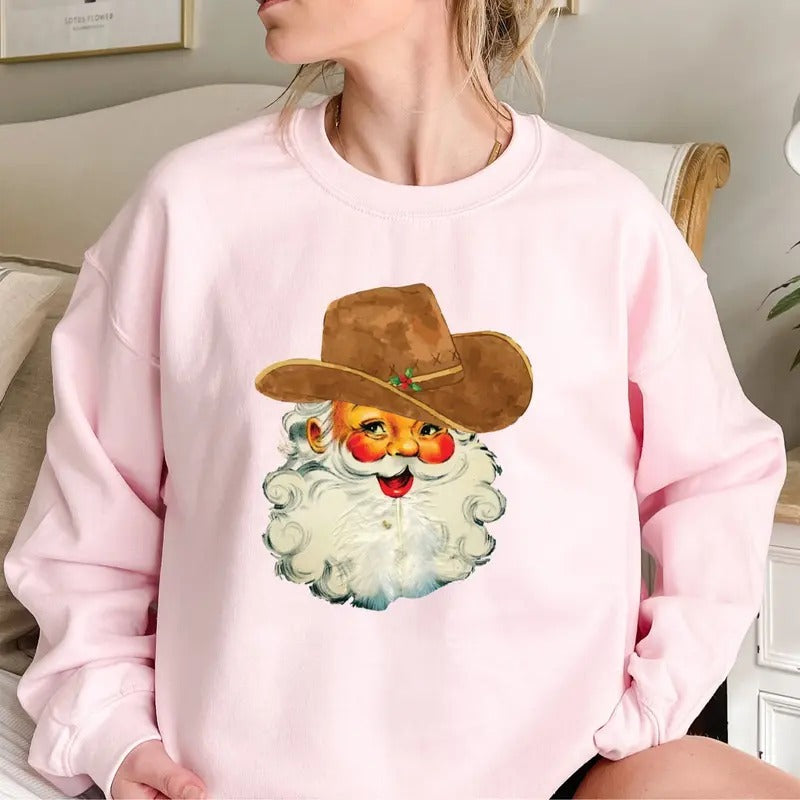 Cowboy Vintage Santa Sweatshirt, Christmas Sweatshirt, Funny Vintage Santa Shirt,Christmas Sweatshirt for Woman, Vintage...