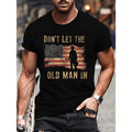 Cowboy With Guitar Silhouette DON'T LET THE OLD MAN IN Print Tee Shirt, Men's Casual Round Neck Short Sleeve T-shirt,...