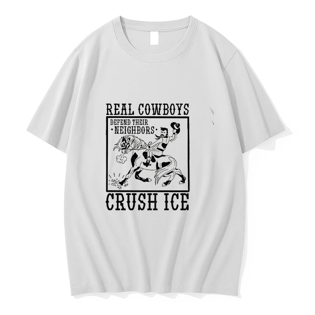 Cowboy Horse Man Real Cowboys Defend Their Neighbors Crush Ice Graphic Tshirts Sweater