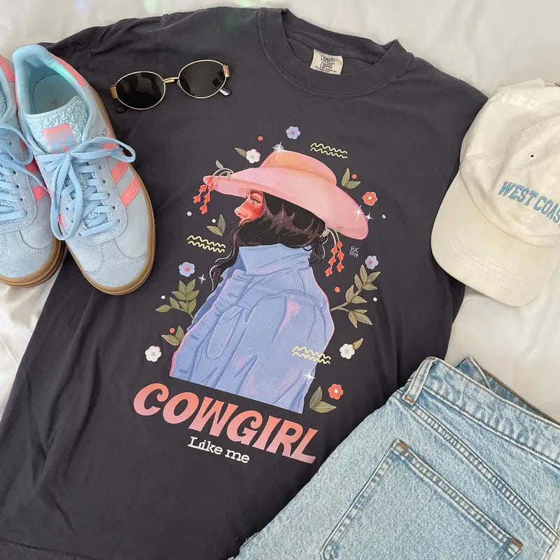 Cowgirl Like Me Graphic T-Shirt, Gift For Her Hoodie, Sweatshirt | RetroVerseTees.com