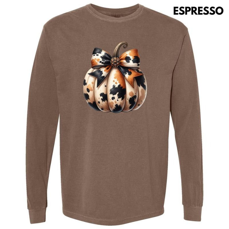Cowhide Pumpkin Long Sleeve Comfort Colors T-Shirt 'NLB' Hoodie, Sweatshirt | RetroVerseTees.com
