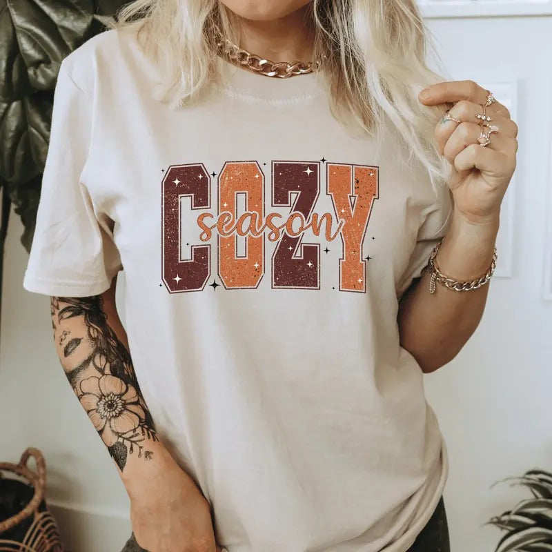 Cozy Season Fall Shirt. Relaxed Everyday Softstyle Unisex T-Shirt. Hoodie, Sweatshirt | RetroVerseTees.com