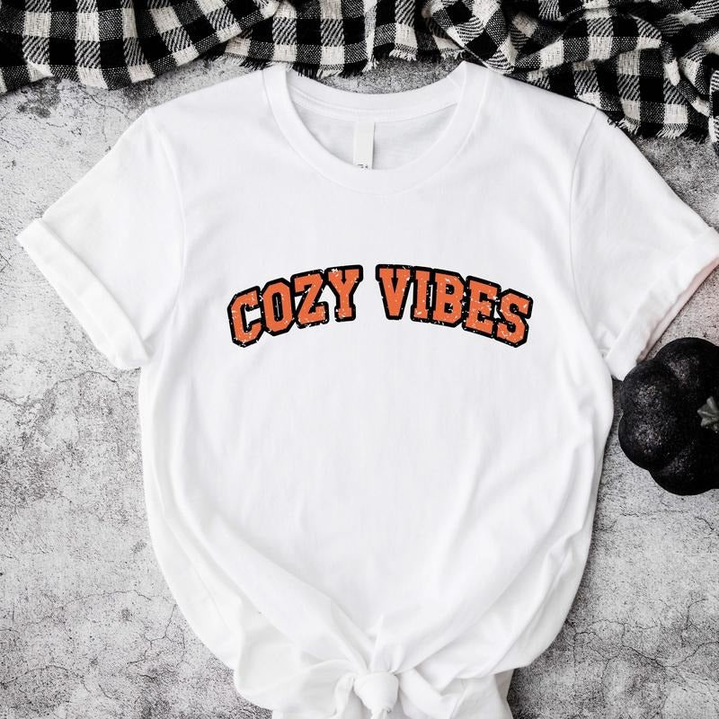 Cozy Vibes Shirt, Unisex Thanksgiving T-Shirt, Distressed Fall Gift Tee, Cozy Season Hoodie, Autumn Lover Short Sleeve,...