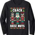 Crack Deez Nuts Funny Ugly Christmas Sweater Family Pajamas Long Sleeve T-Shirt Hoodie, Sweatshirt | RetroVerseTees.com
