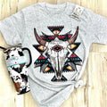 Cream Aztec Skull Graphic Tee Hoodie, Sweatshirt | RetroVerseTees.com