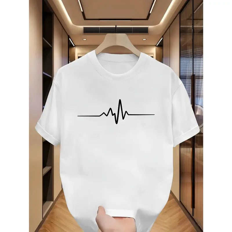 Creative Graphic Print Men's Casual Short Sleeve Round Neck T-shirt Plain Tee Menswear Hoodie, Sweatshirt