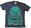 Creature Head Woodcut Appliqued  Hand printed  Woodcut T Shirt Menswear Cotton Top Streetwear Casual Hoodie, Sweatshirt