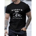 Crew Neck Daddy & Son Print Men's Fashionable Summer Short Sleeve Sports T-shirt, Comfortable And Versatile Made in USA...